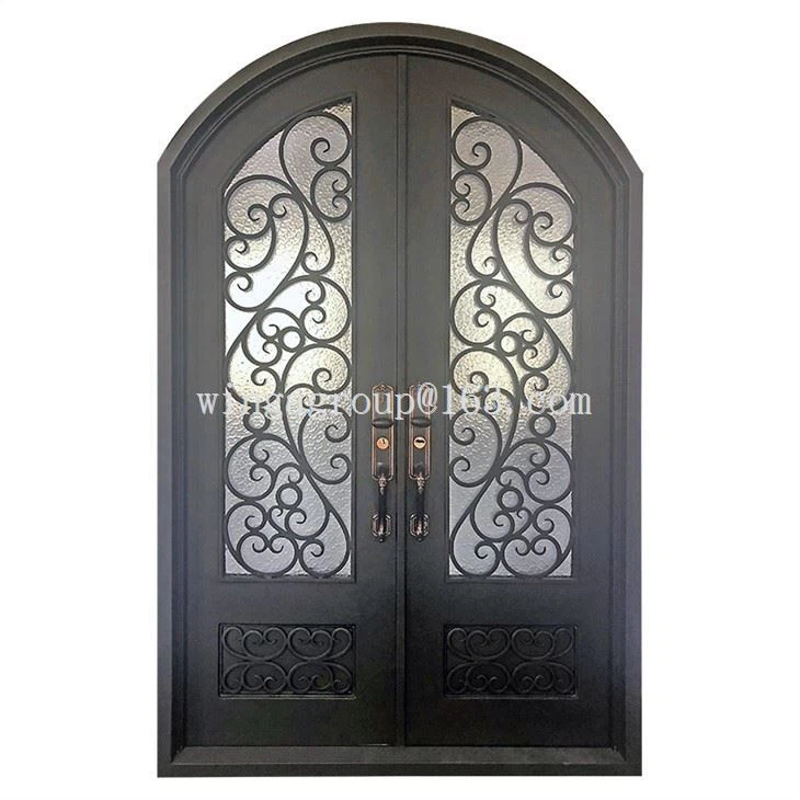 Safety Entry Wrought Iron Door With Tempered Glass